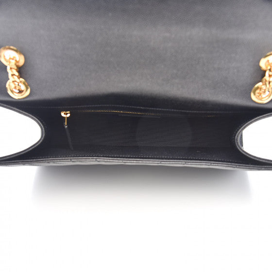YVES SAINT LAURENT Black Chevron Leather Satchel Shoulder Bag