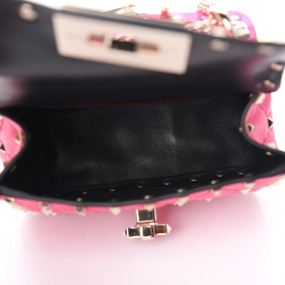 VALENTINO Pink Leather Micro Rockstuds Shoulder Bag