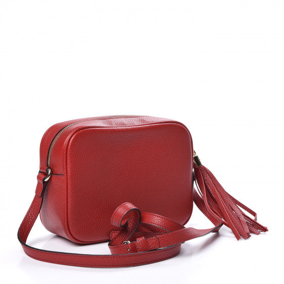 GUCCI Red Leather Soho Disco Leather Shoulder Bag