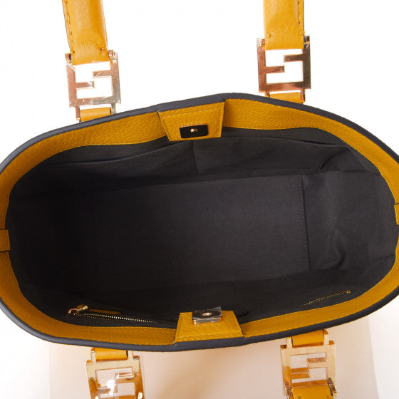FENDI Yellow Leather FF Tote Bag