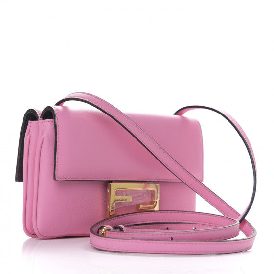 FENDI Pink Leather Baguette Shoulder Bag