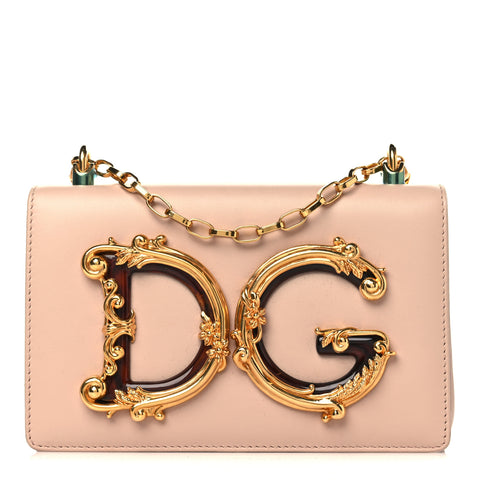 DOLCE & GABBANA Light Pink Leather Shoulder Bag
