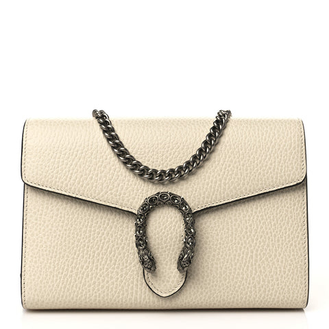 GUCCI White Leather Dionysus Wallet Crossbody Bag