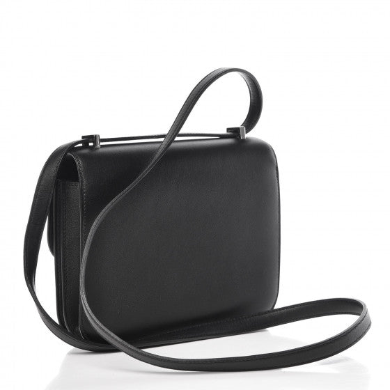 HERMES Black Swift Leather Constance 18 Shoulder Bag