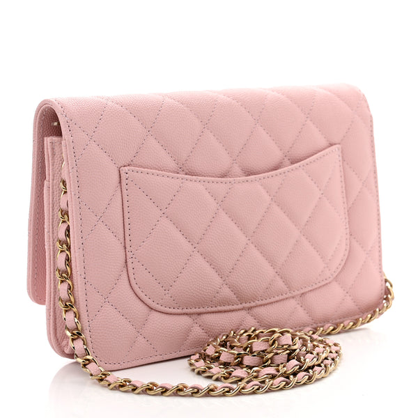 CHANEL Pink Leather Crossbody Wallet Bag