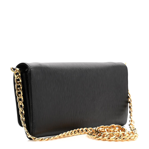 PRADA Black Leather Wallet Crossbody Bag