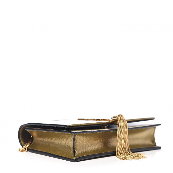 YVES SAINT LAURENT Gold Leather Kate Tassel Wallet Crossbody Bag