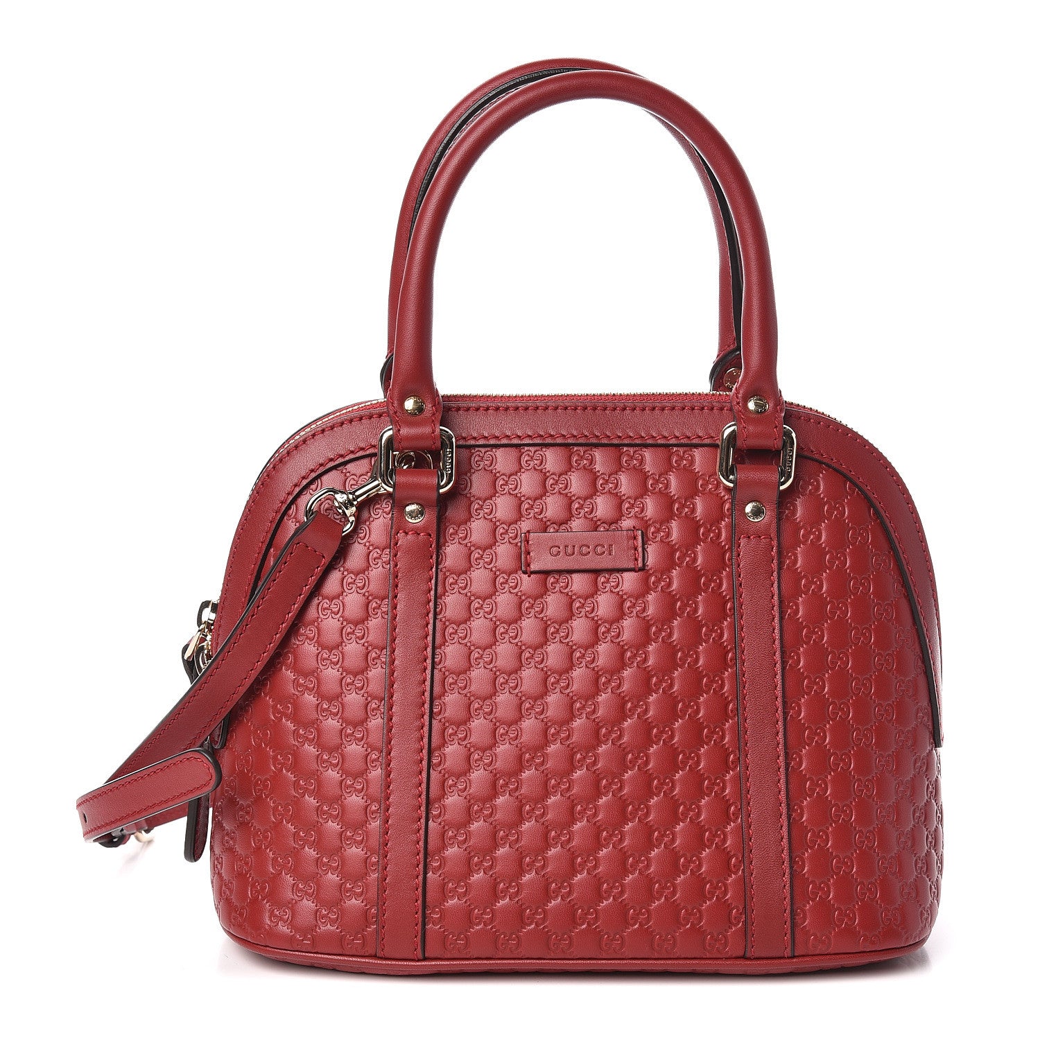 GUCCI Red Guccissima Leather Small Dome Shoulder Bag