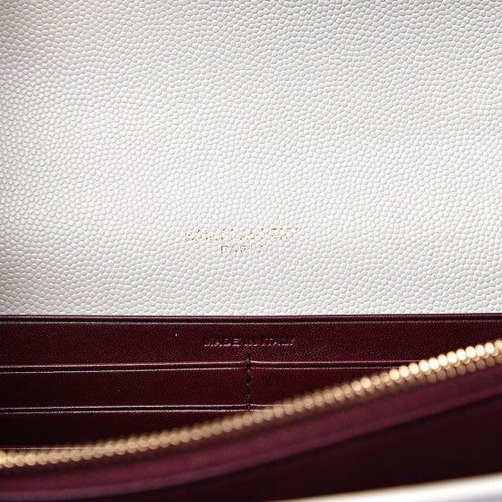 YVES SAINT LAURENT White Leather Chain Wallet Crossbody Bag