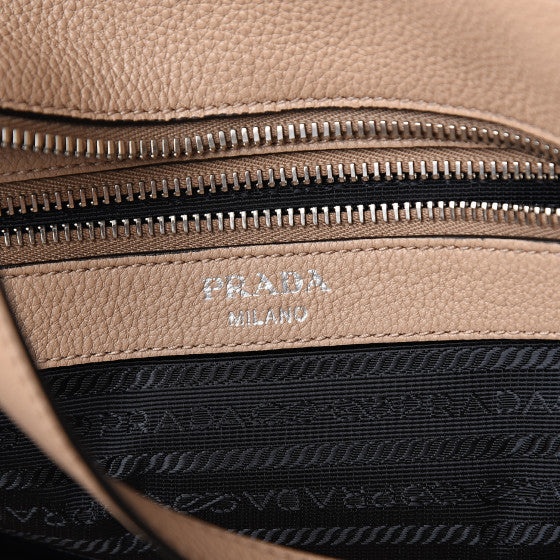 PRADA Beige Cammeo Leather Tote Bag