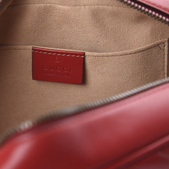 GUCCI Red Chevron Leather Small Marmont Shoulder Bag