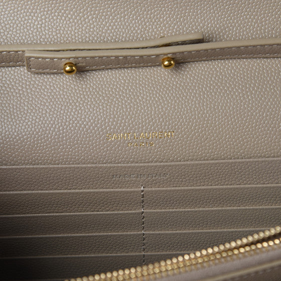YVES SAINT LAURENT Beige Chevron Leather Wallet Crossbody Bag