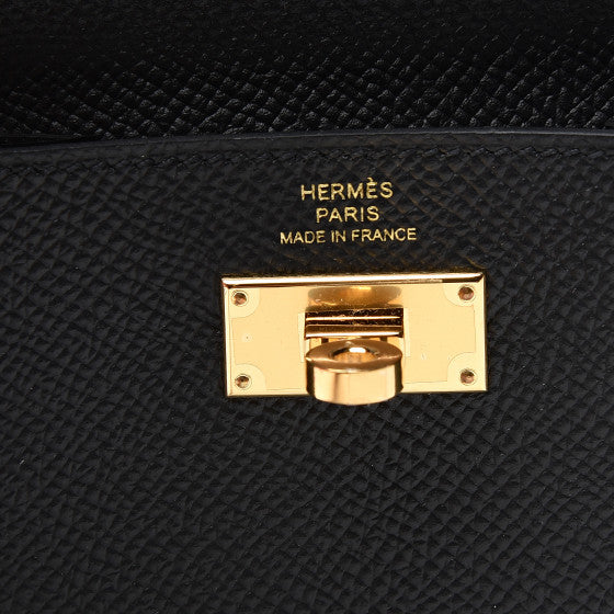 HERMES Black Leather Epsom Kelly Compact Wallet