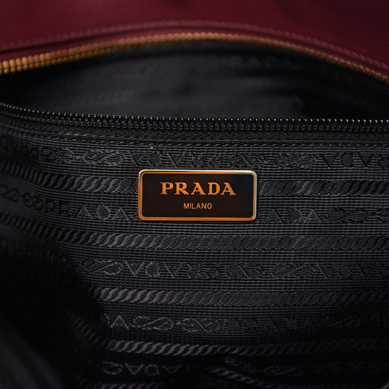 PRADA Burgundy Red Leather Tote Bag