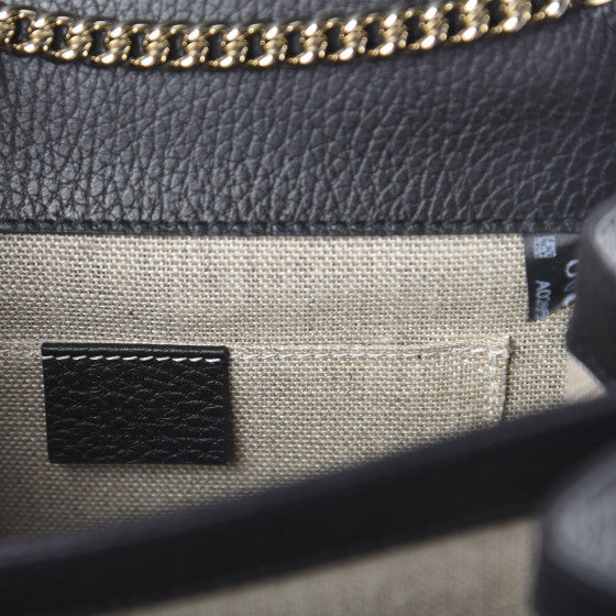 GUCCI Black Leather Interlocking G Shoulder Bag