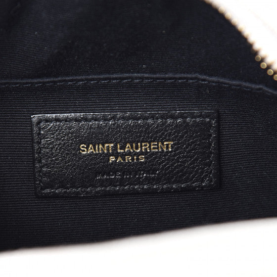YVES SAINT LAURENT White Chevron Leather Round Crossbody Bag