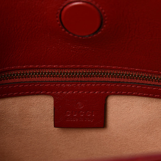 GUCCI Cherry Red Chevron Leather Marmont Shoulder Bag