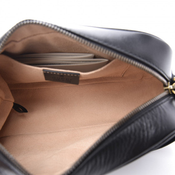 GUCCI Black Chevron Leather Small Marmont Shoulder Bag