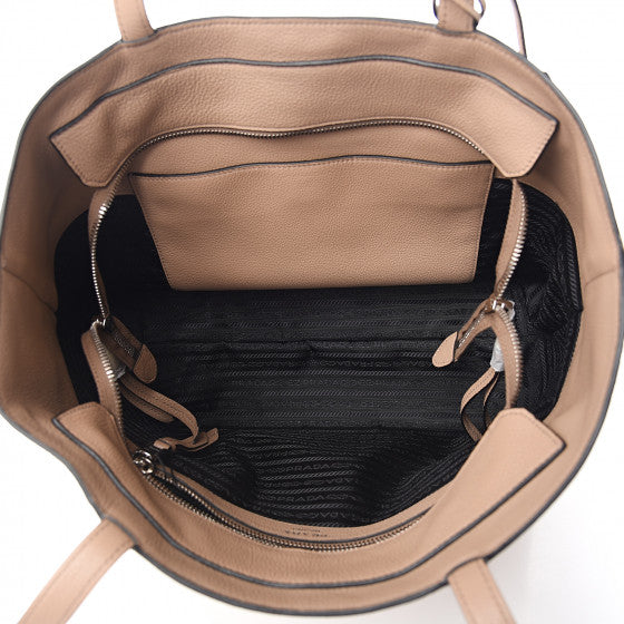 PRADA Beige Cammeo Leather Tote Bag