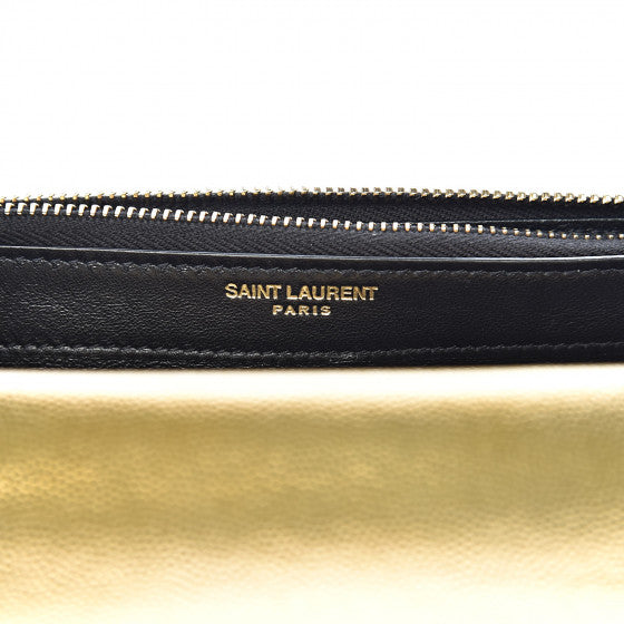 YVES SAINT LAURENT Gold Leather Kate Tassel Wallet Crossbody Bag