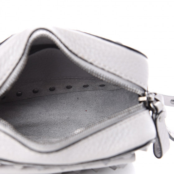 VALENTINO Gray Leather Rockstuds Camera Shoulder Bag