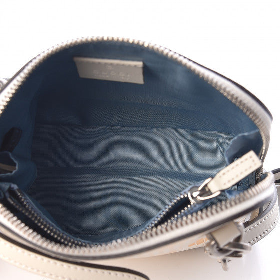 GUCCI White & Gold Stars Leather Crossbody Bag