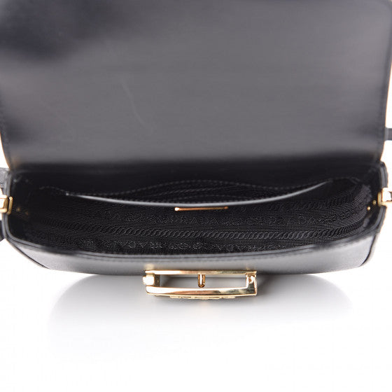 PRADA Black Saffiano Leather Saddle Shoulder Bag