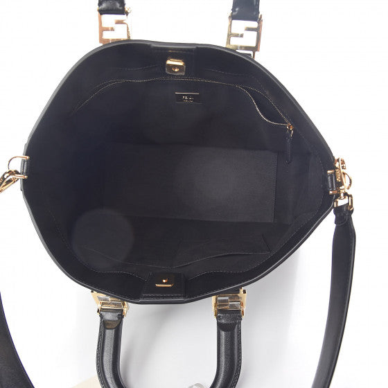 FENDI Black Leather FF Tote Bag