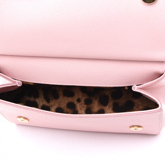 DOLCE & GABBANA Light Pink Leather Small Miss Sicily Satchel Handbag