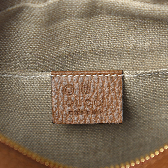 GUCCI Monogram & Brown Leather Bree Crossbody Bag