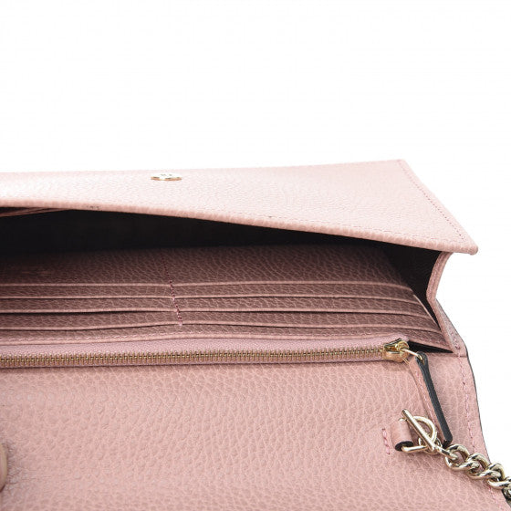 GUCCI Pink Leather Interlocking G Wallet Crossbody Bag