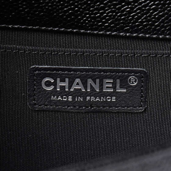 CHANEL Black Chevron Leather Boy Flap Shoulder Bag