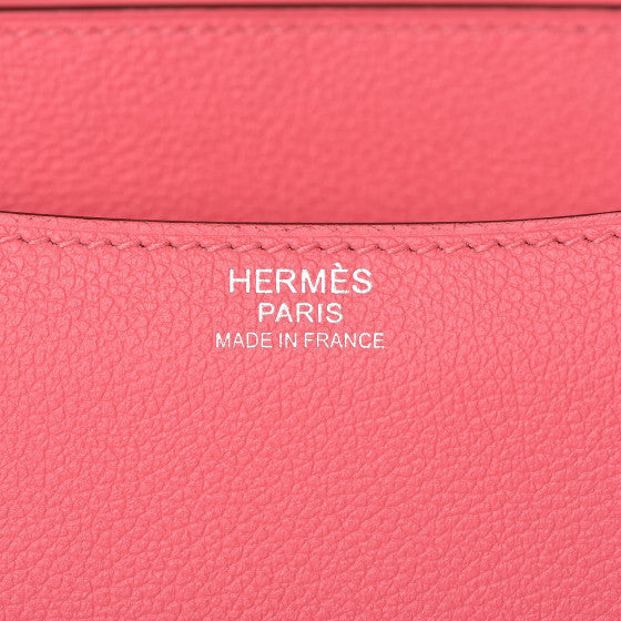 HERMES Pink Rose Azalee Leather Evercolor Constance 24 Shoulder Bag