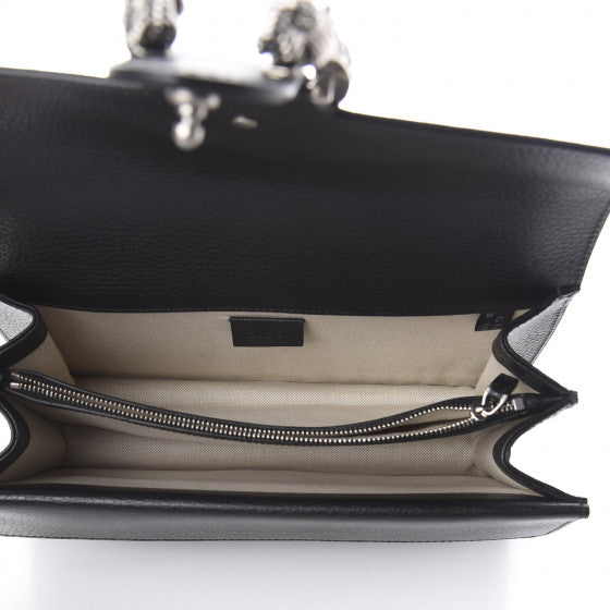 GUCCI Black Leather Small Dionysus Shoulder Bag