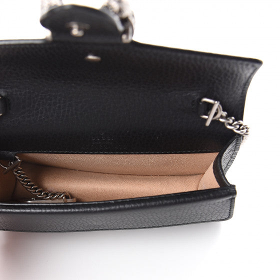 GUCCI Black Leather Super Mini Dionysus Shoulder Bag