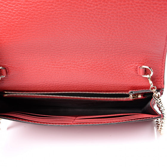 GUCCI Red Leather Betty Wallet Crossbody Bag