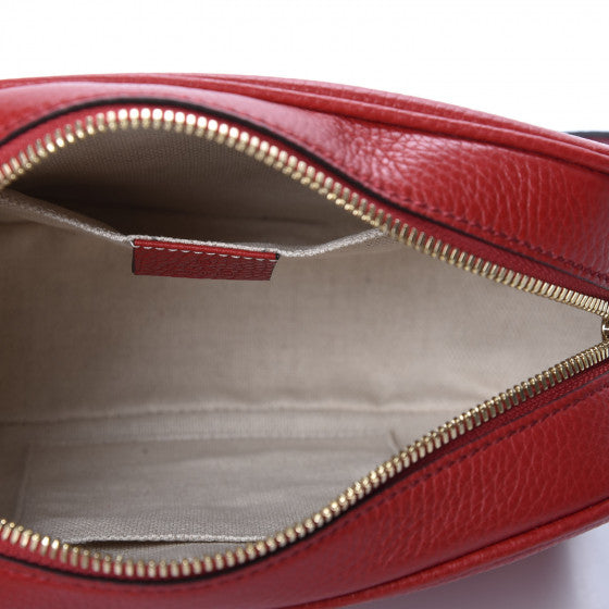 GUCCI Red Leather Soho Disco Leather Shoulder Bag