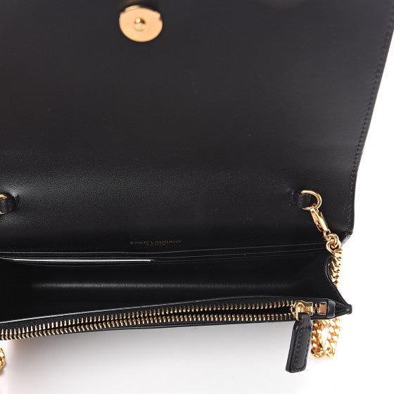 YVES SAINT LAURENT Black Leather Kate Tassel Wallet Crossbody Bag