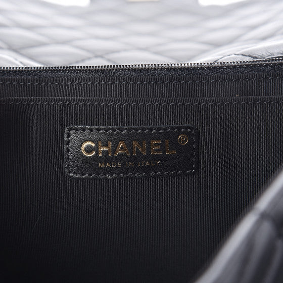 CHANEL Black Quilted Leather Jumbo Travel Flap Shoulder Bag