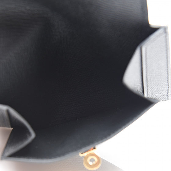 HERMES Black Leather Epsom Kelly Compact Wallet
