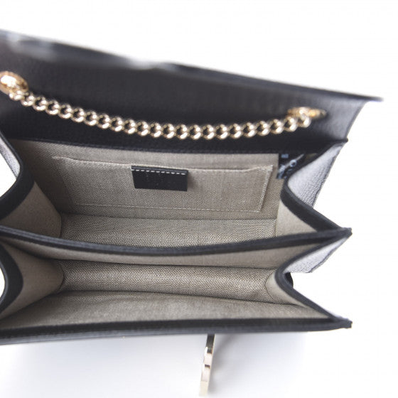 GUCCI Black Leather Interlocking G Shoulder Bag