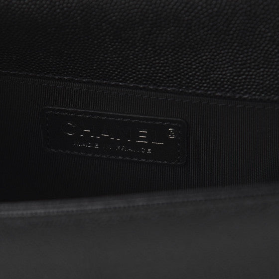 CHANEL Black Caviar Quilted Boy Flap Small Shoulder Bag