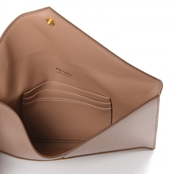 PRADA Beige Leather Envelope Wallet