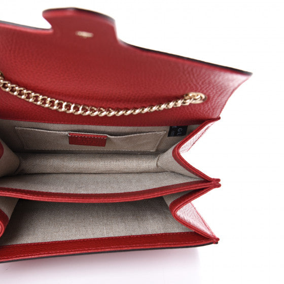 GUCCI Red Leather Interlocking G Shoulder Bag
