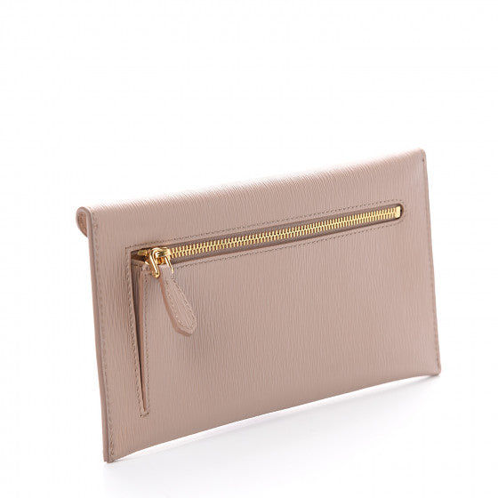 PRADA Beige Leather Envelope Wallet