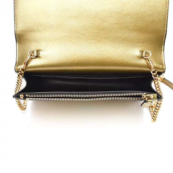 YVES SAINT LAURENT Gold Leather Kate Tassel Wallet Crossbody Bag