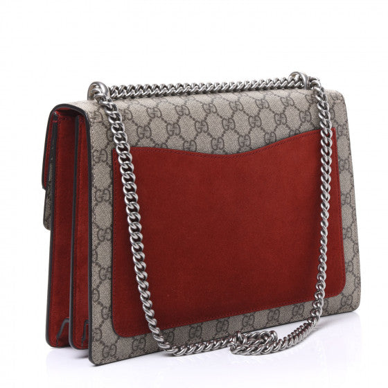 GUCCI Supreme Monogram & Red Leather Medium Dionysus Bag