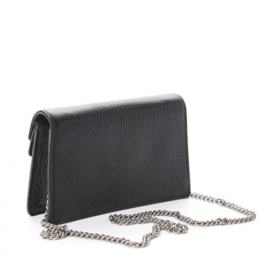GUCCI Black Leather Super Mini Dionysus Shoulder Bag