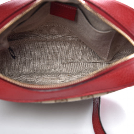 GUCCI Monogram & Red Leather Bree Crossbody Shoulder Bag