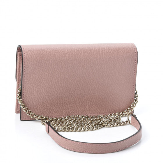 GUCCI Pink Leather Interlocking G Wallet Crossbody Bag